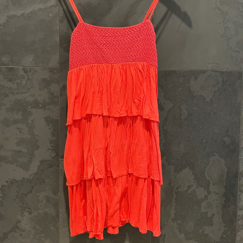 Ocean Drive coral tiered dress